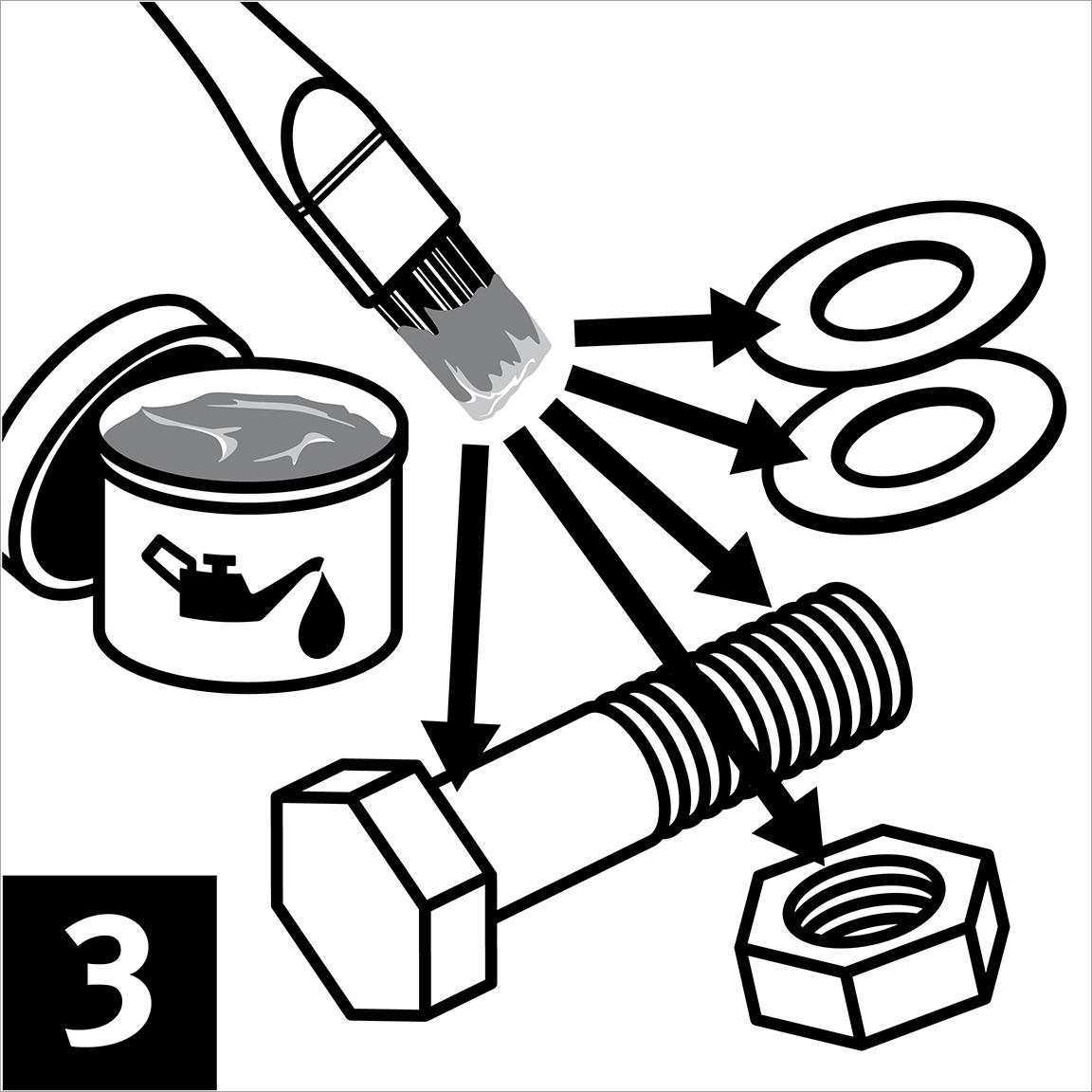 Lubricate the fasteners well. Be sure to lubricate all load bearing surfaces on the bolts, nuts, and washers.