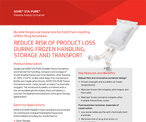 Thumbnail image of data sheet document for GORE? STA-PURE? Flexible Freeze Container